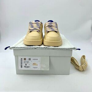 Burberry Beige Lace-Up Casual Shoes 38 With Blue Accents & Original Box
